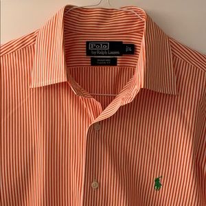 Orange and white Polo dress shirt